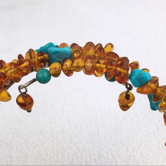 Jay King Amber & Turquoise Gemstone Bracelet & Earrings - Picture 11 of 12